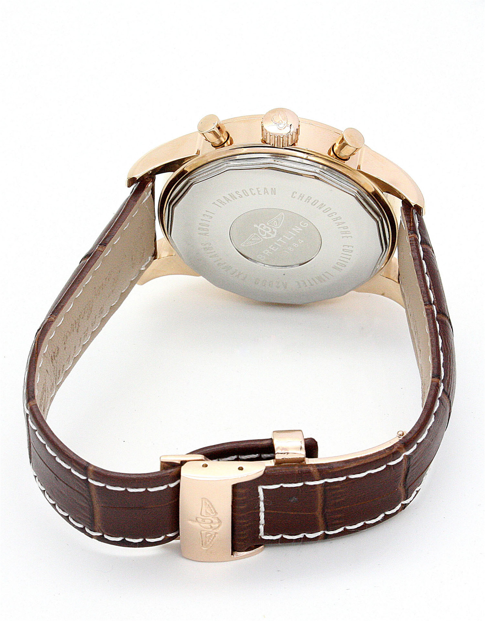 Transocean Chronograph White Dial Leather Strap RB0152