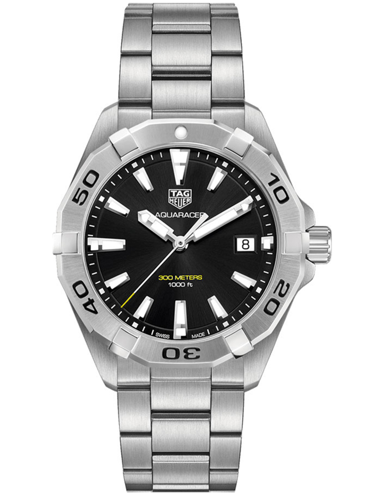 Aquaracer Brushed Black Dial Men's Watch WBD1110.BA0928 41MM