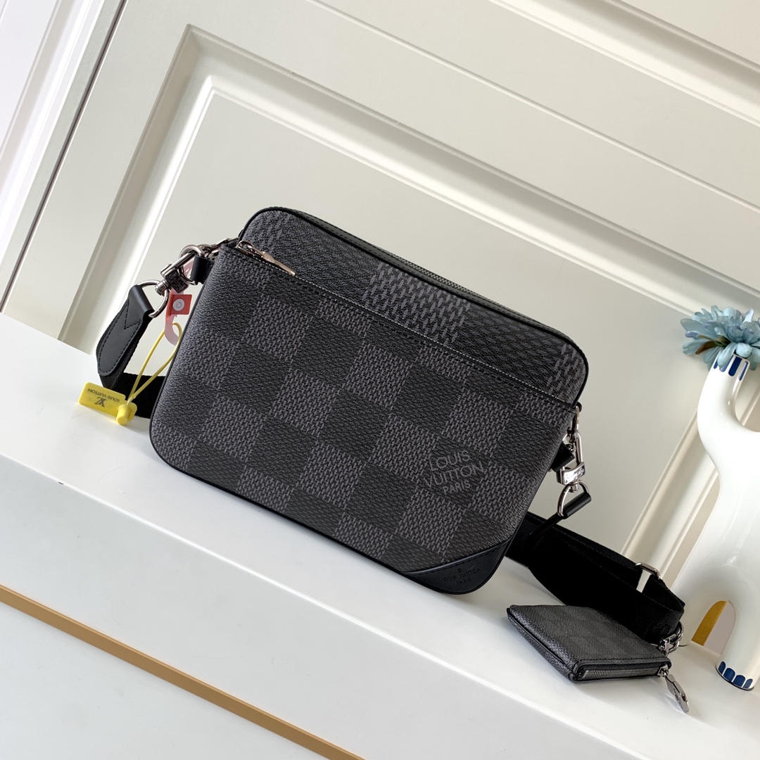 Louis Vuitton N50017 Trio Messenger Gray Damier Graphite 3D coated canvas