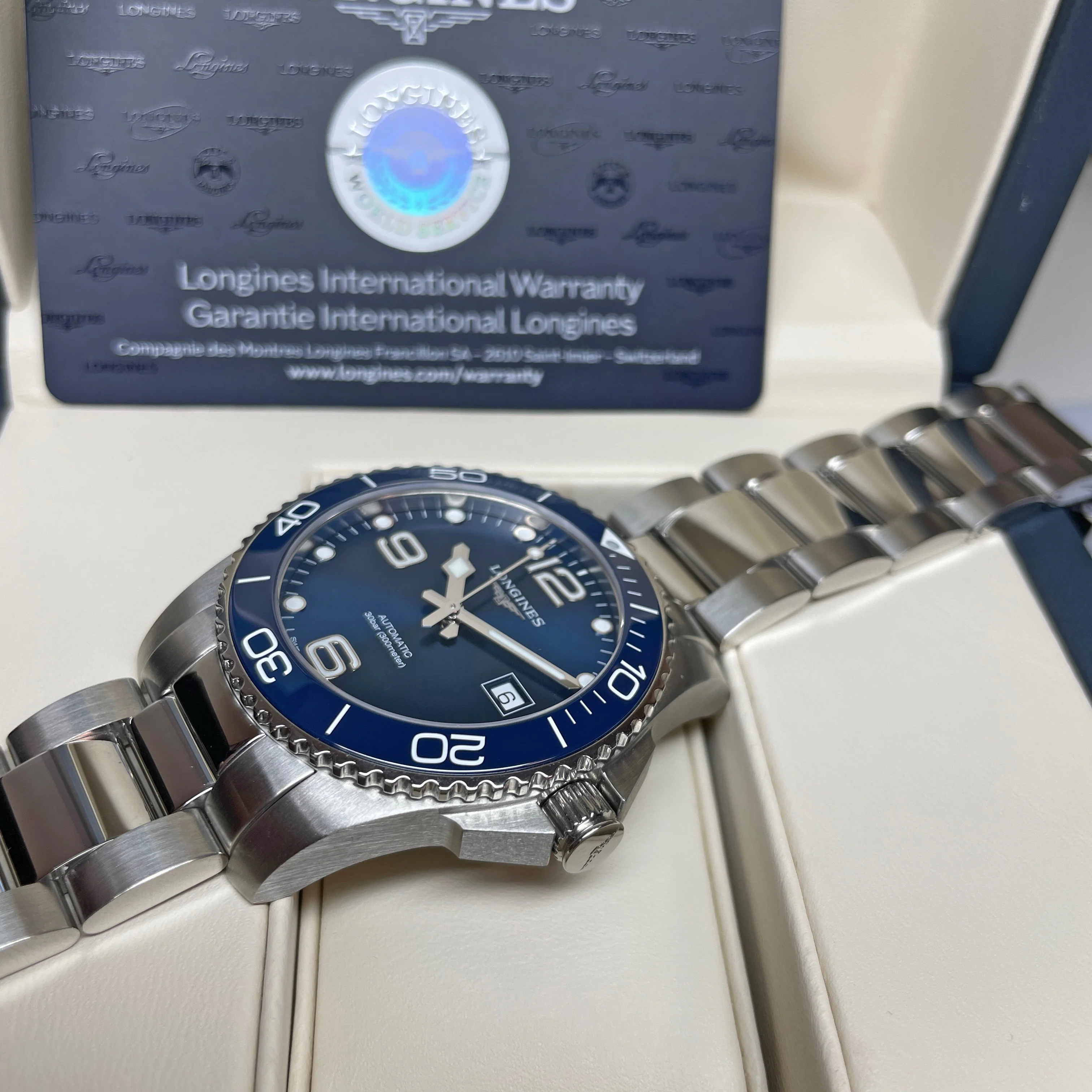 Hydroconquest 41MM Automatic Sunray Blue Dial Ceramic Watch L37814966