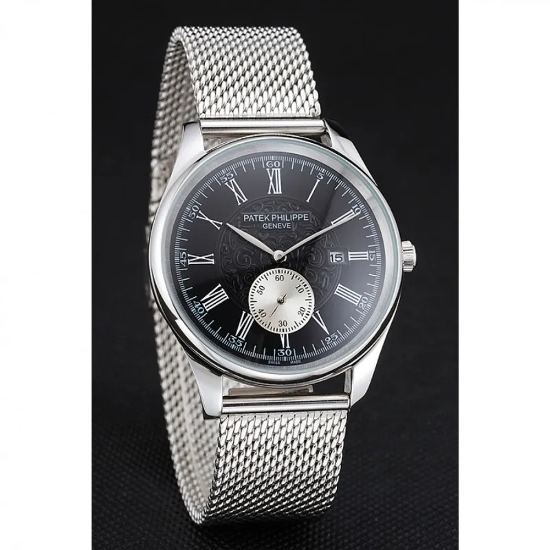 Calatrava Small Seconds Dial Black 40 mm, Stainless Steel