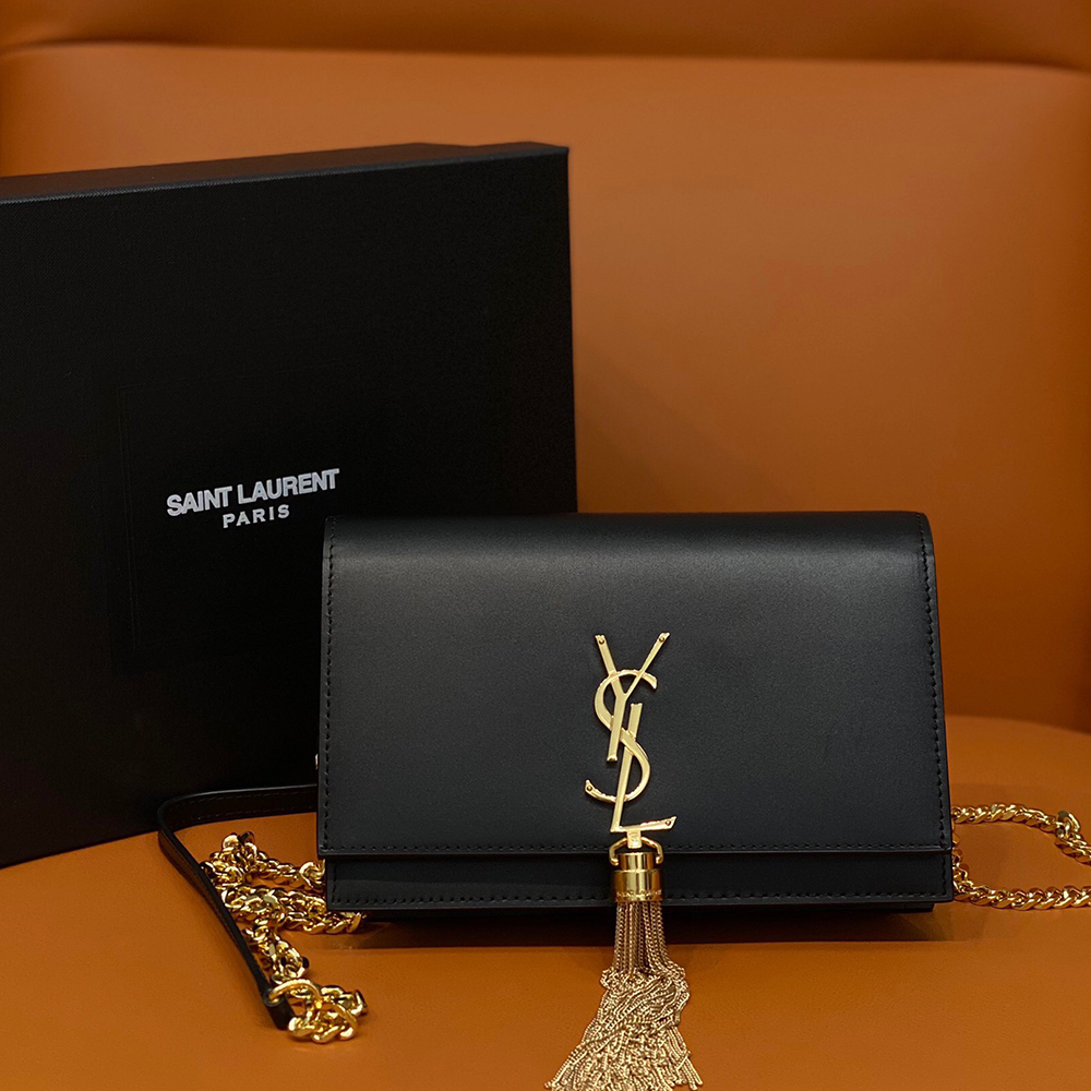 YSL SAINT LAURENT BLACK ‘KATE’ SHOULDER BAG