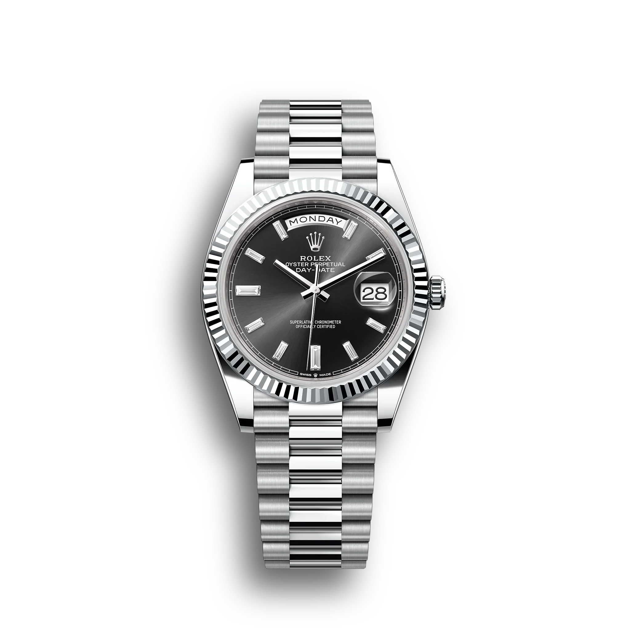 Day-Date: platinum, bright black dial, m228236-0004