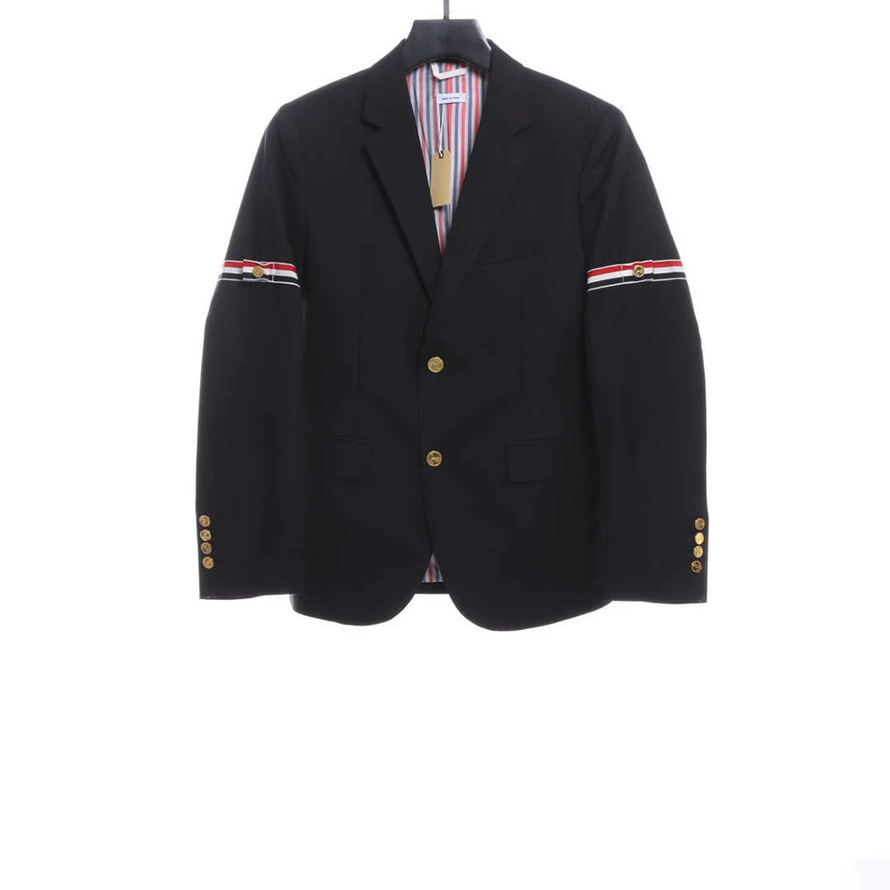 Double-sleeve webbing blazer(Black /Grey)
