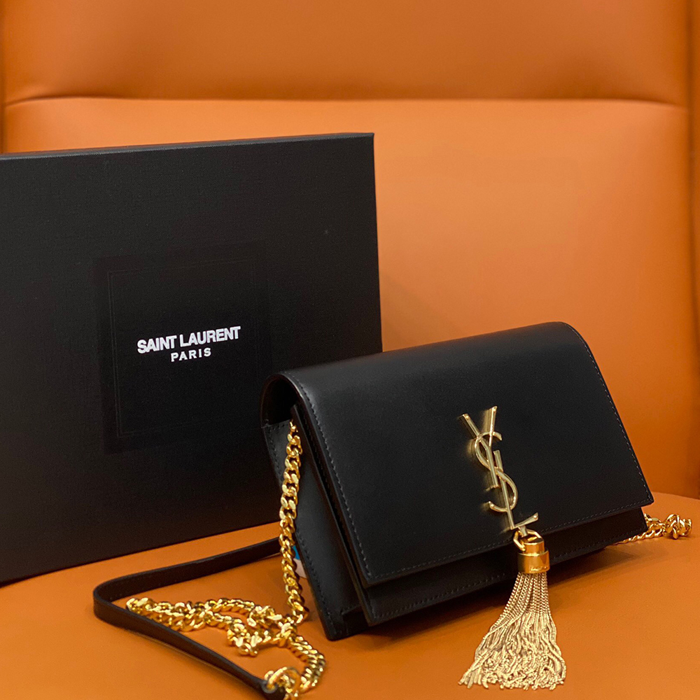 YSL SAINT LAURENT BLACK ‘KATE’ SHOULDER BAG