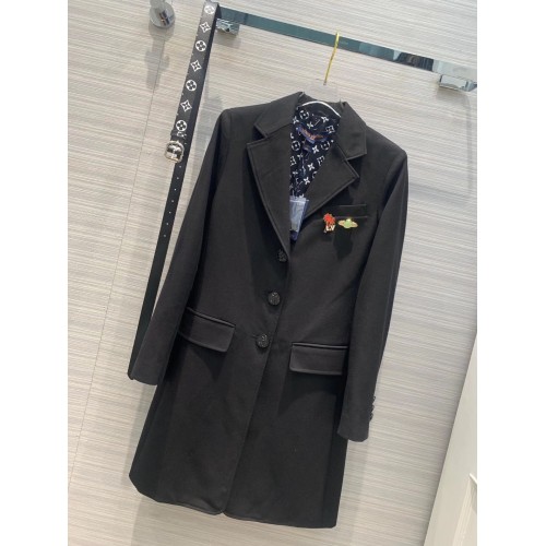 louis vuitton monogram long coat black with a belt fall