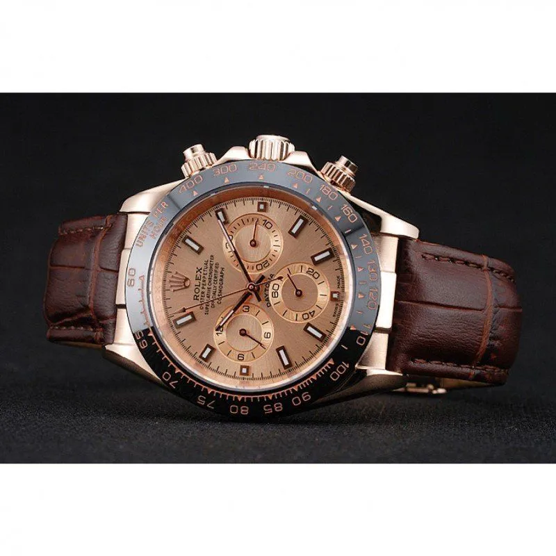 Cosmograph Daytona Brown Dial Rose Gold Case Brown Leather Bracelet 1454243