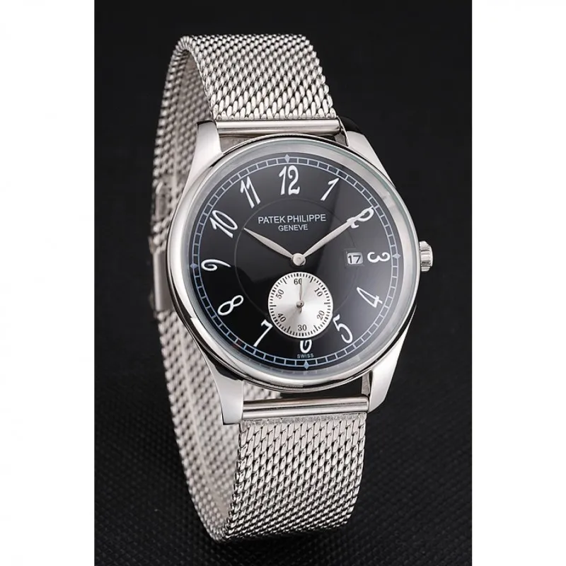 Calatrava Small Seconds Dial Black 40 mm, Stainless Steel