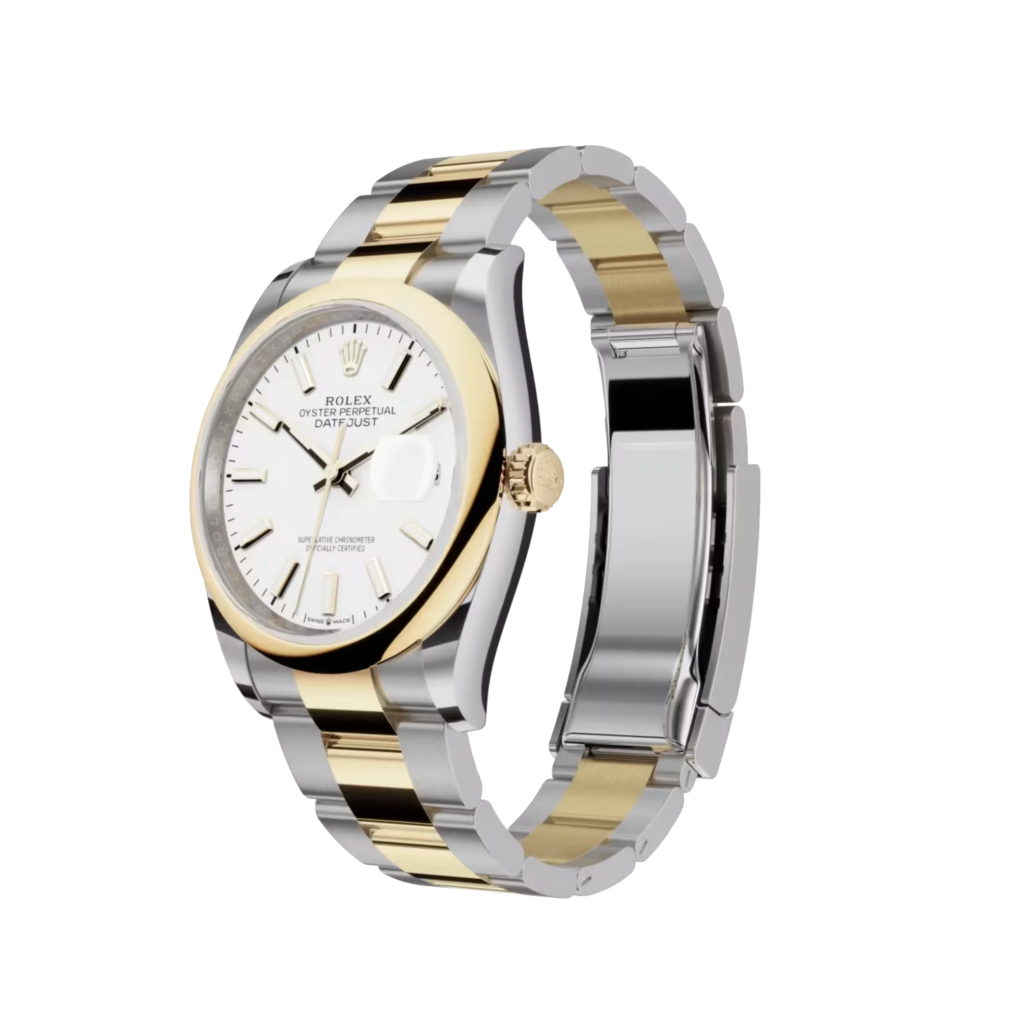Datejust: Oystersteel and yellow gold, white dial, Oyster bracelet, m126203-0020