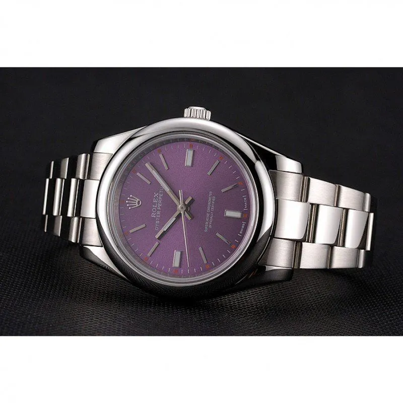 Oyster Perpetual Red Grape Dial Stainless Steel Case And Bracelet
