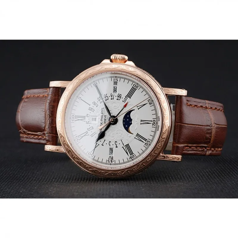 Perpetual Calendar Retrograde Dial White 40 mm, Rose Gold Plated