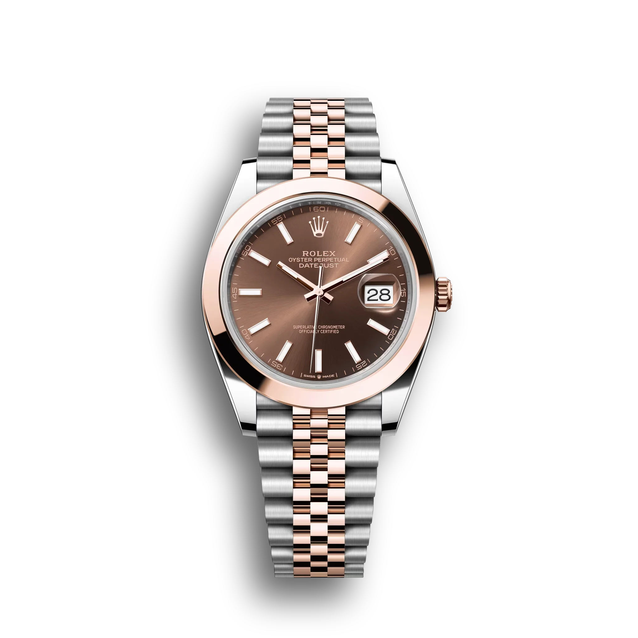 Datejust: Oystersteel and Everose gold, chocolate dial, Jubilee bracelet, m126301-0002