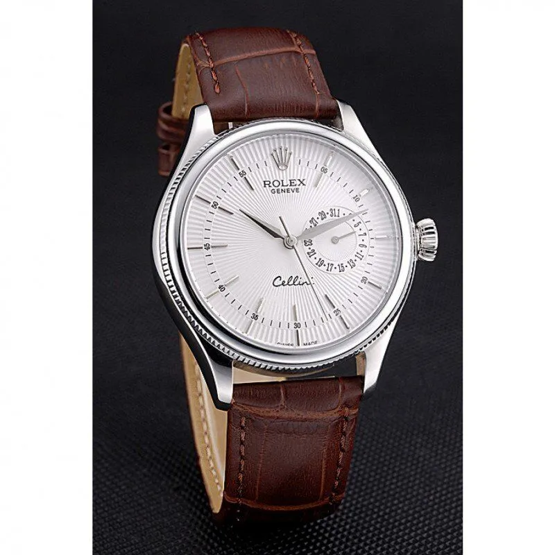 Cellini White Dial Stainless Steel Case Brown Leather Bracelet 622723