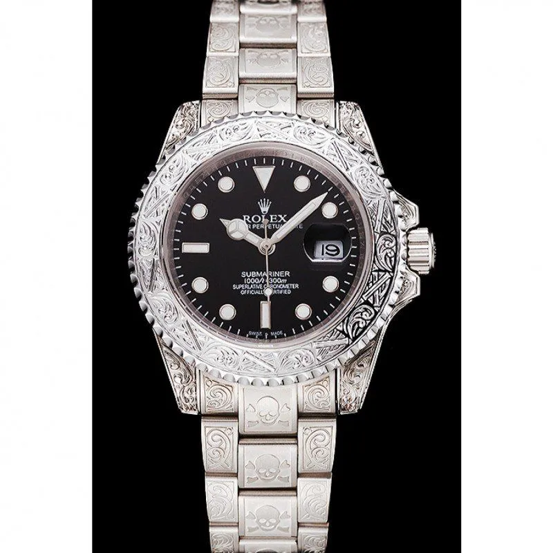Swiss Submariner Skull Limited Edition Black Dial White Case And Bracelet 1454093