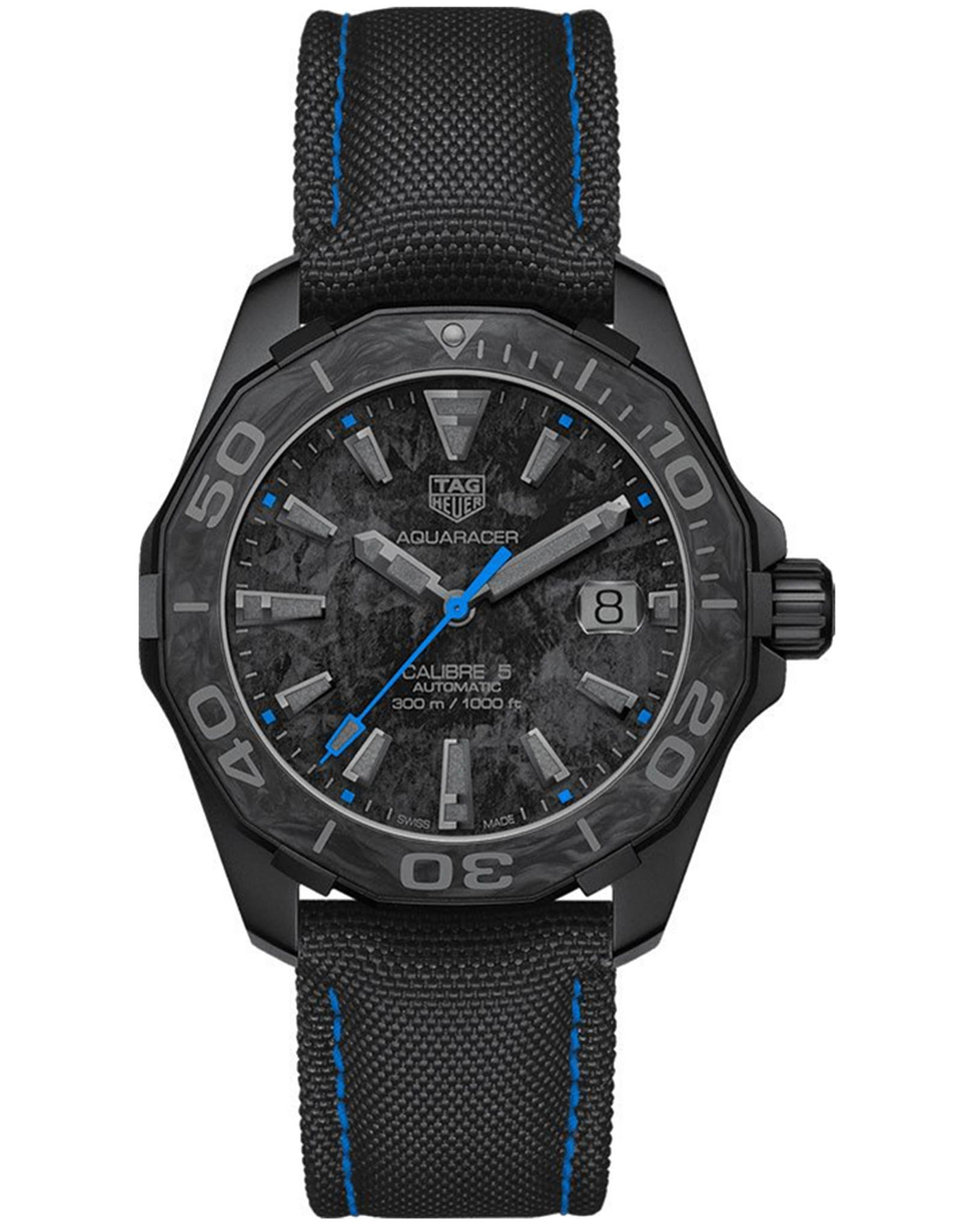 Aquaracer Black Dial Carbon Men's Watch WBD218C.FC6447 41MM
