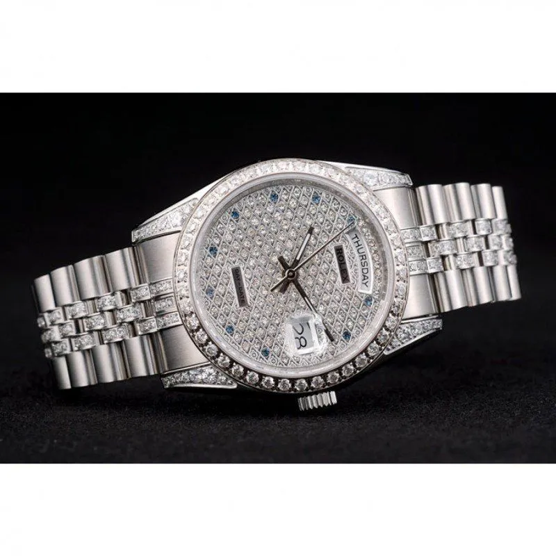 DayDate Diamond Plated Stainless Steel Bracelet Diamond Plated Dial 41985