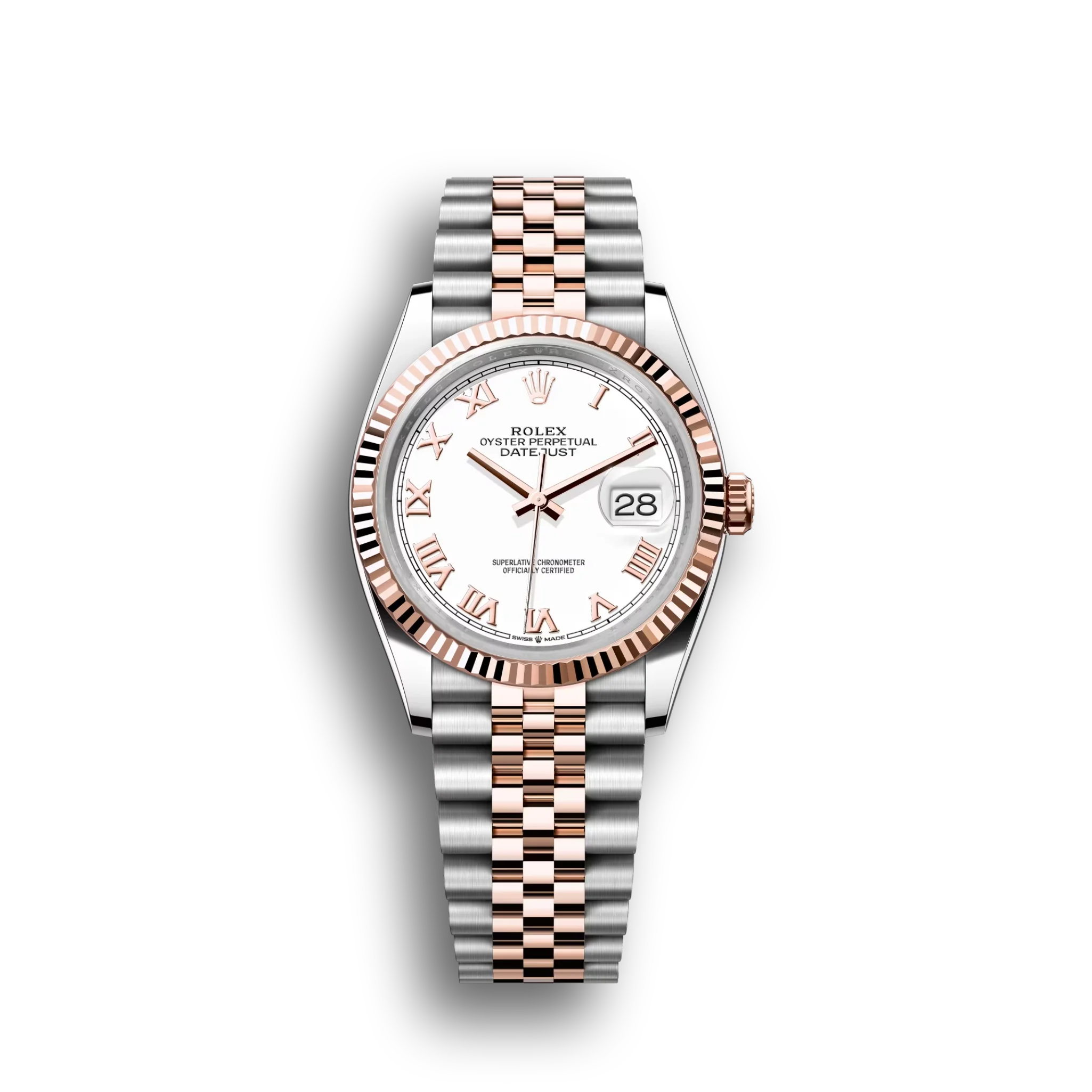 Datejust: Oystersteel and Everose gold, white dial and, Jubilee bracelet, m126231-0015