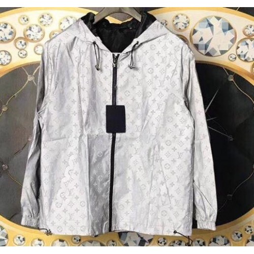 Louis Vuitton All Over Monogram Logo Hooded Parka Jacket Gray
