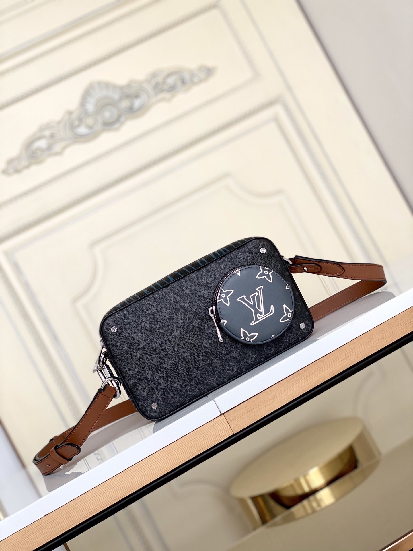 Original  Louis Vuitton M69688 Volga On New Shoulder Strap Version in Monogram Eclipse Canvas