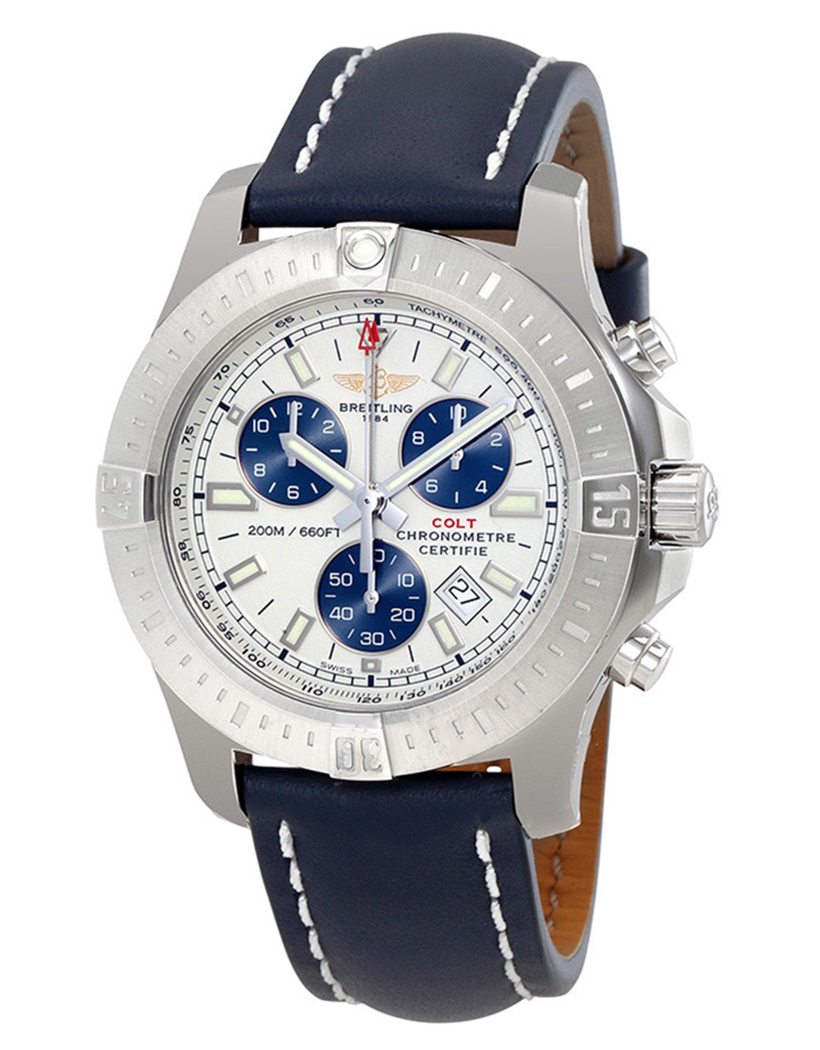 Colt Stratus Silver Dial Leather Strap A7338811 G790BLLT