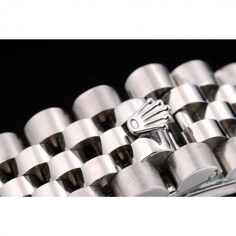 Swiss DateJust Stainless Steel Ribbed Bezel Flower Silver Dial 42001