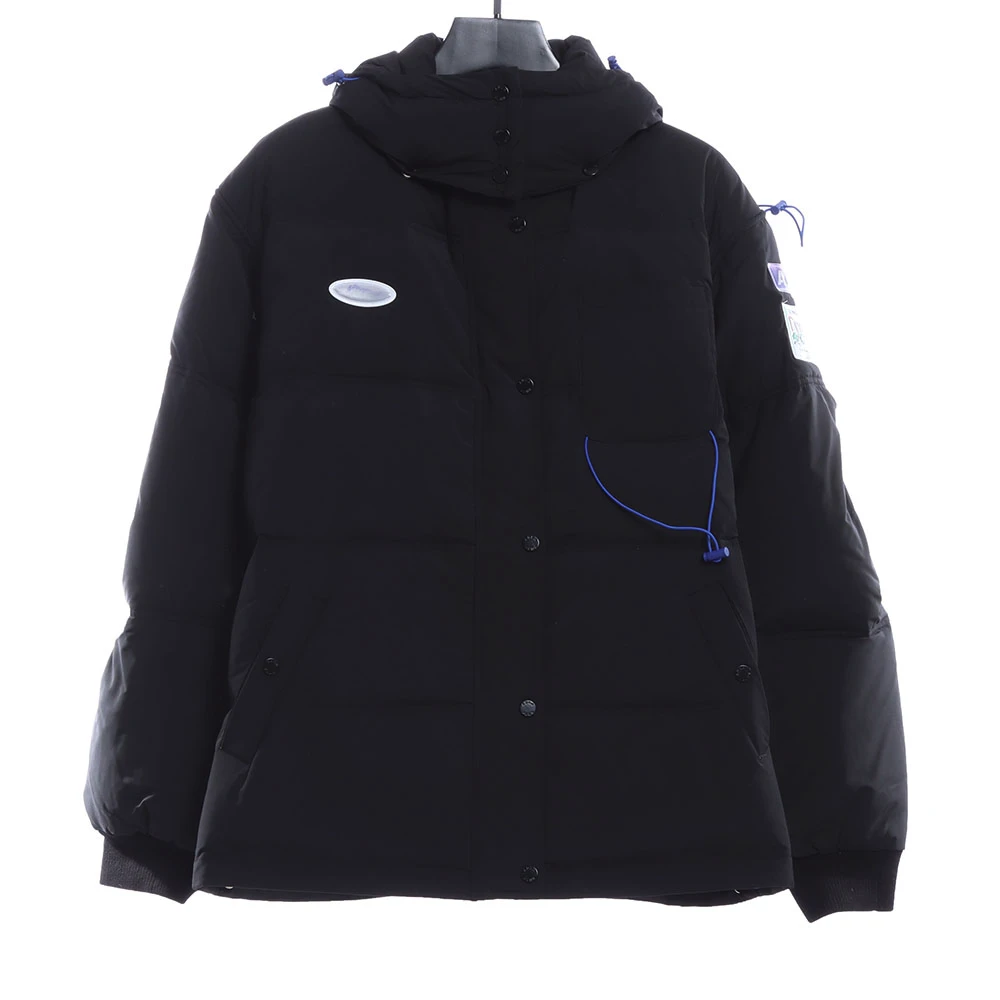 Monster Badge Stand Collar Hidden Hooded Down Jacket