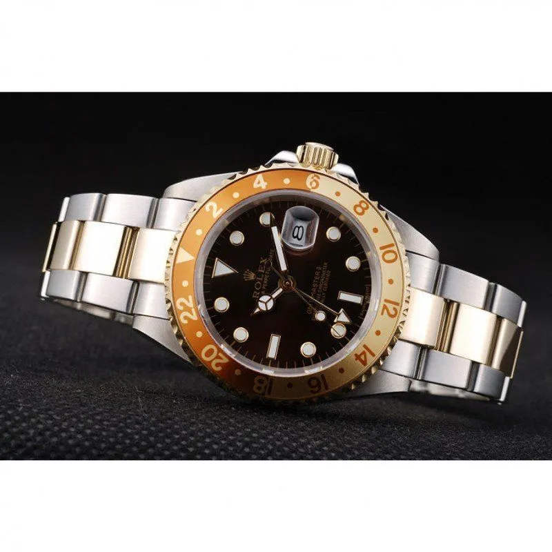 GMT Master II Gold Colored Ceramic Bezel Brown Dial Watch