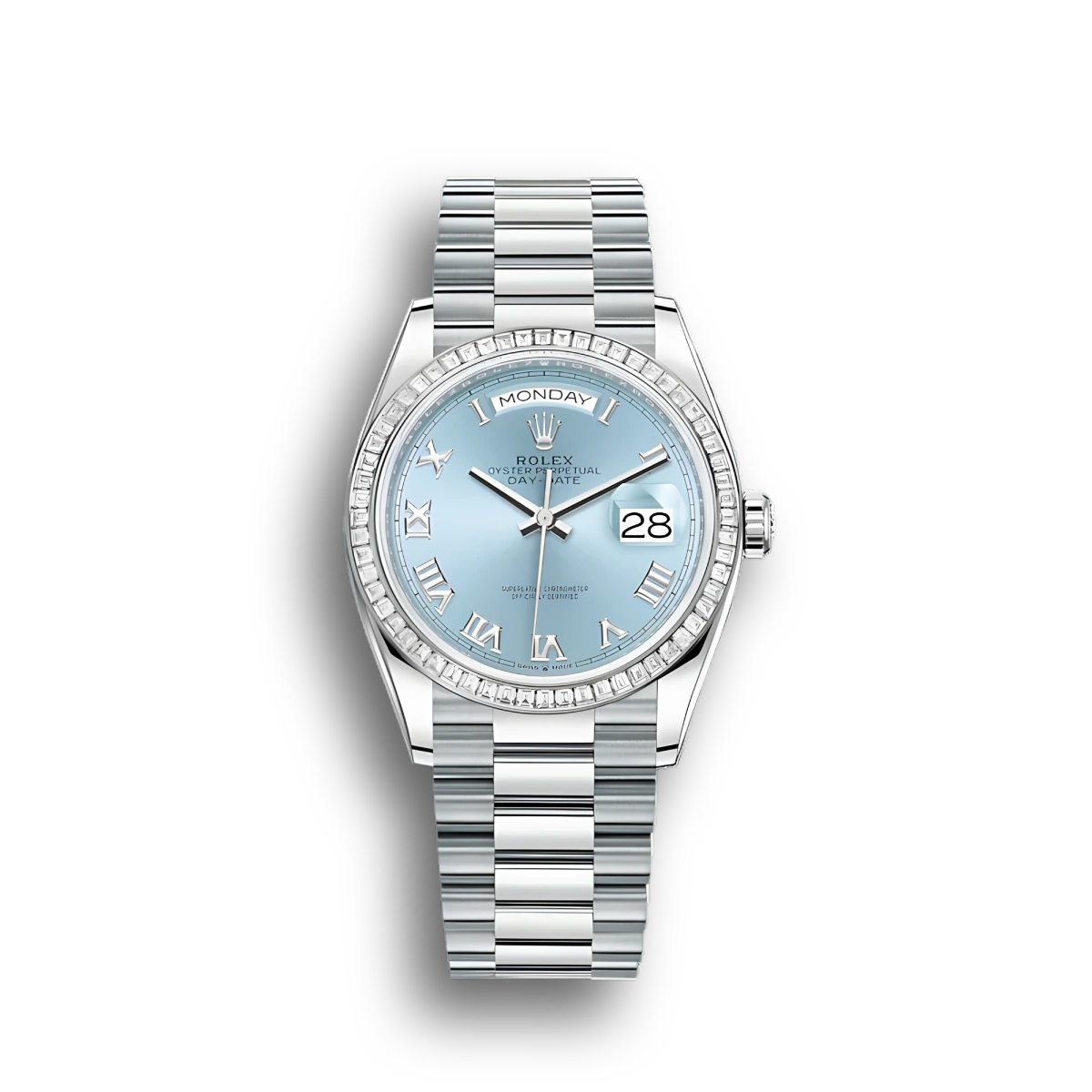 Day-Date 228236 Ice blue, diagonal motif