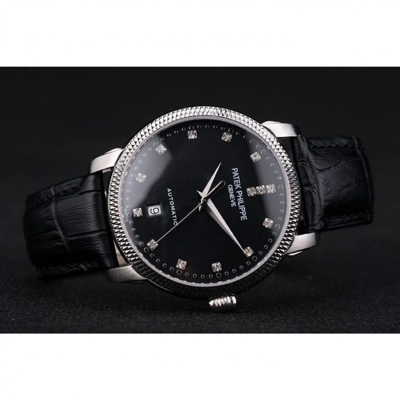 Calatrava Dial Black 39 mm, Stainless Steel
