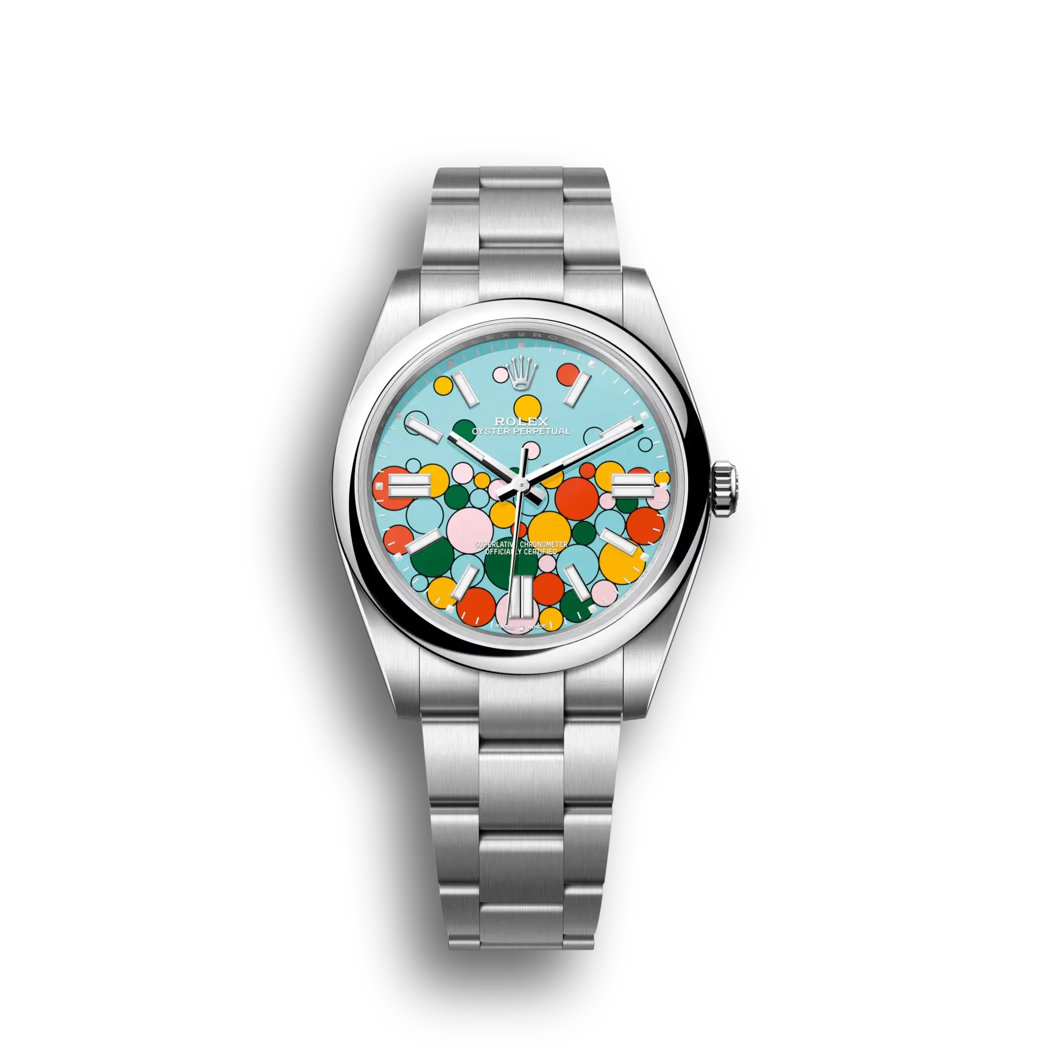Oyster Perpetual: turquoise blue, Celebration-motif, m124300-0008