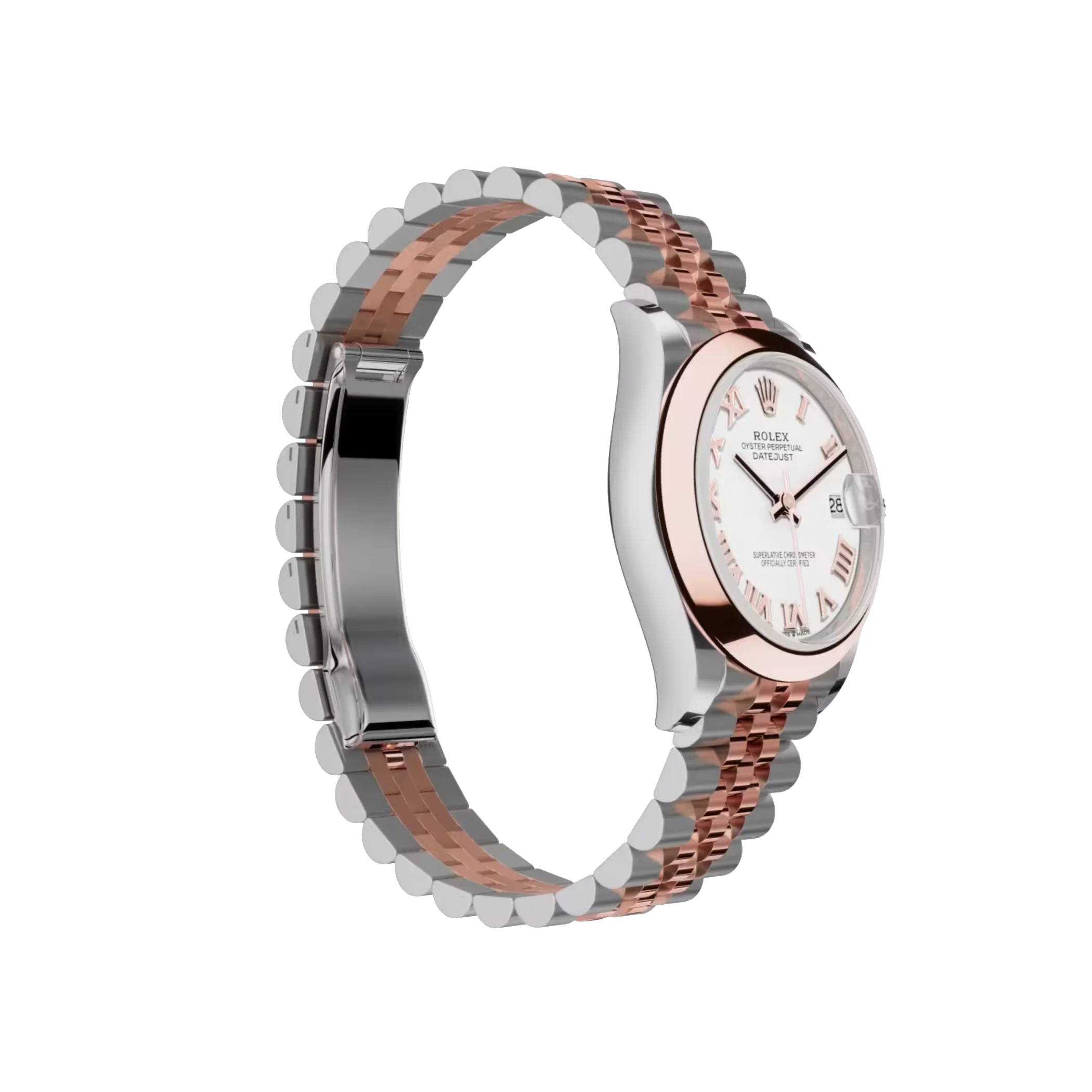 Datejust: Oystersteel and Everose gold, white dial, Jubilee bracelet, m278241-0002
