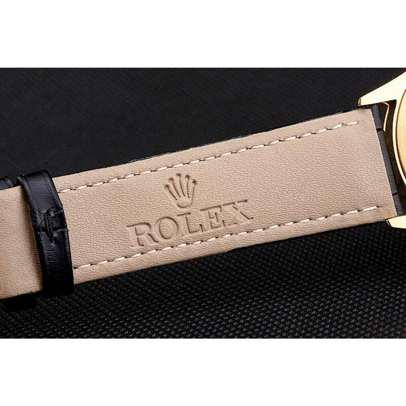 Swiss Cellini Black Dial Roman Numerals Gold Case Black Leather Strap