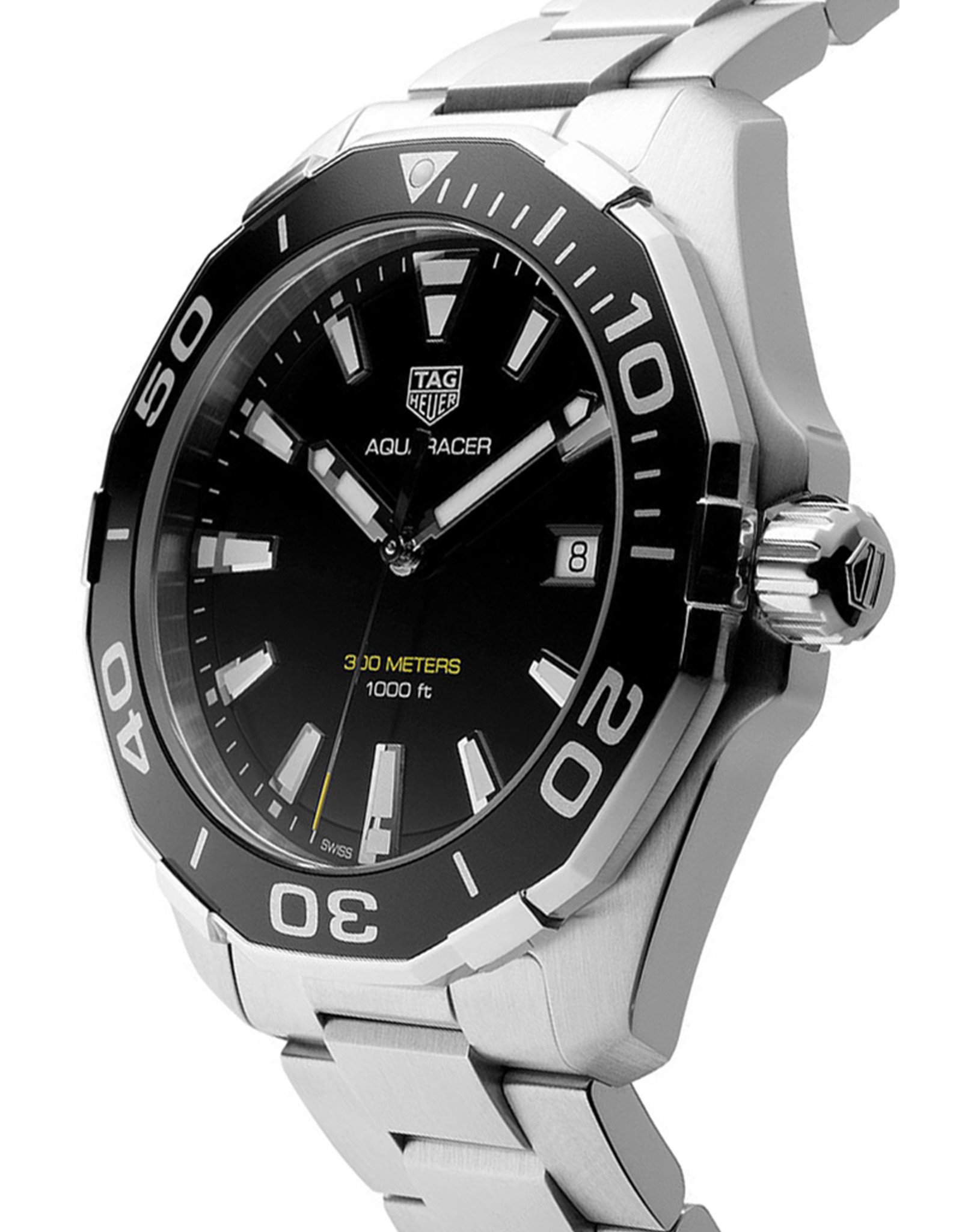 Aquaracer Opaline Black Dial Men's Watch WAY101A.BA0746 43 MM