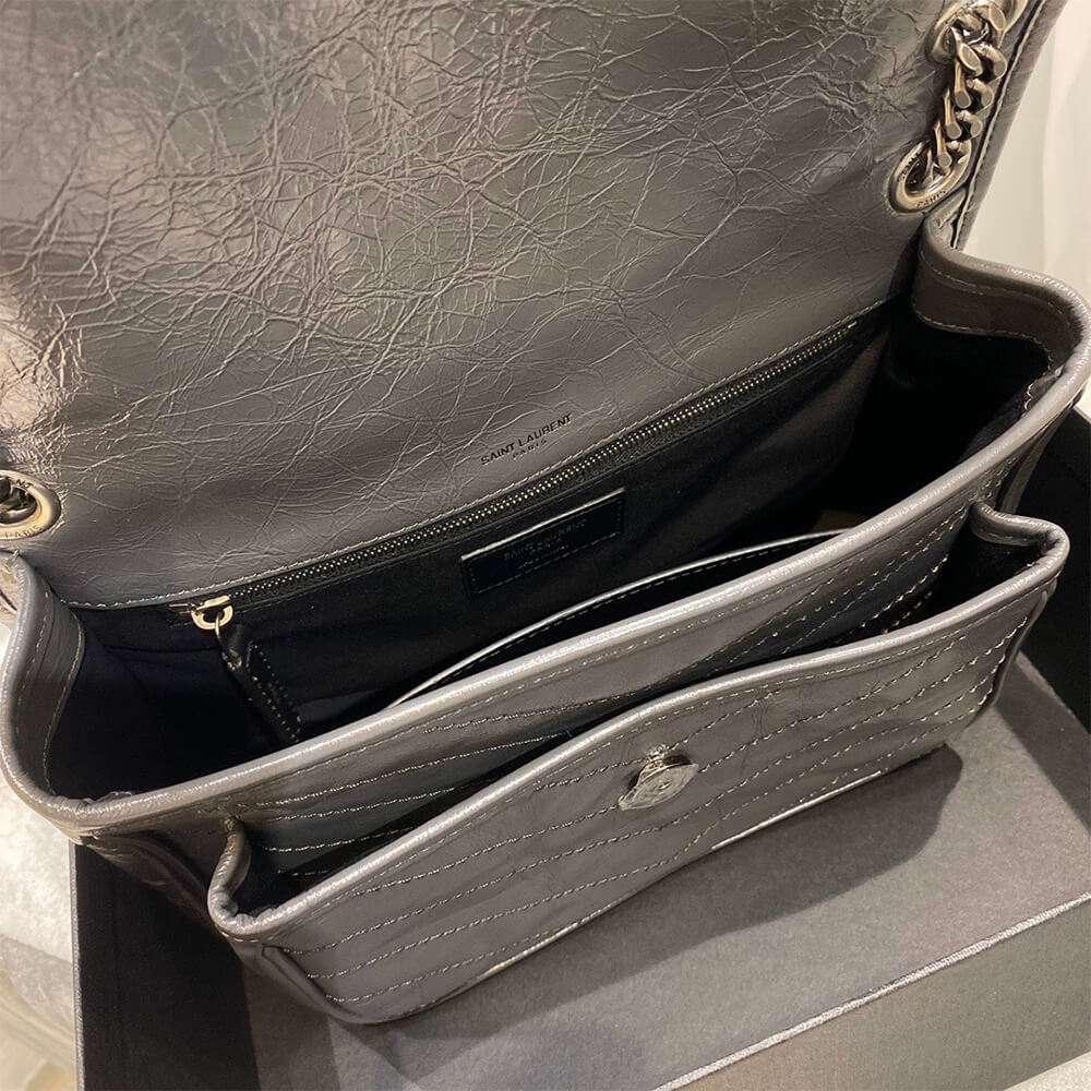 YSL SAINT LAURENT NIKI MEDIUM IN CRINKLED VINTAGE LEATHER