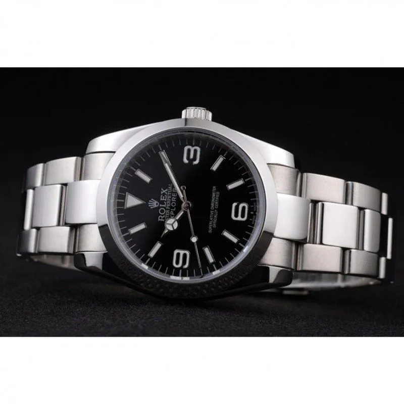 Explorer Polished Stainless Steel Black Dial 98087