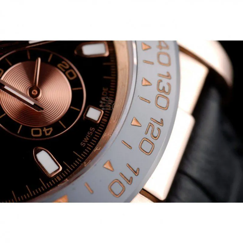 Daytona Rose Gold Case Black Dial Black Leather Strap
