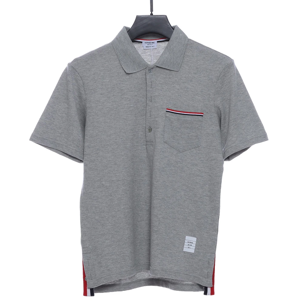 Pocket Stripe Piqué POLO(WHITE /GREY / BLACK)