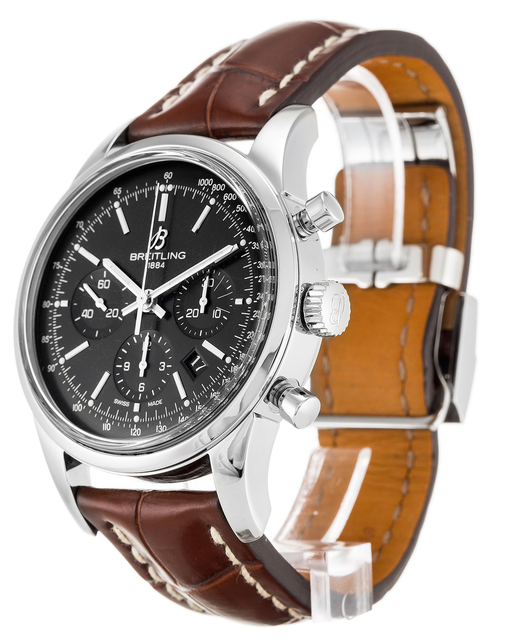 Transocean Chronograph Black Dial Stick Markers AB0152
