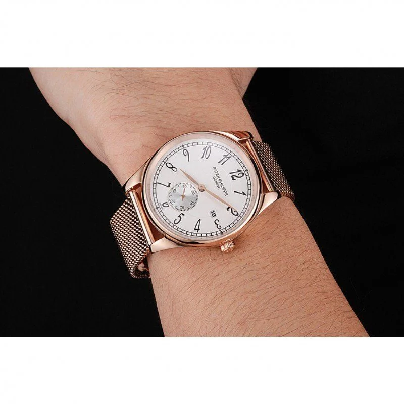 Calatrava Small Seconds Dial White 40 mm, Rose Gold Plated