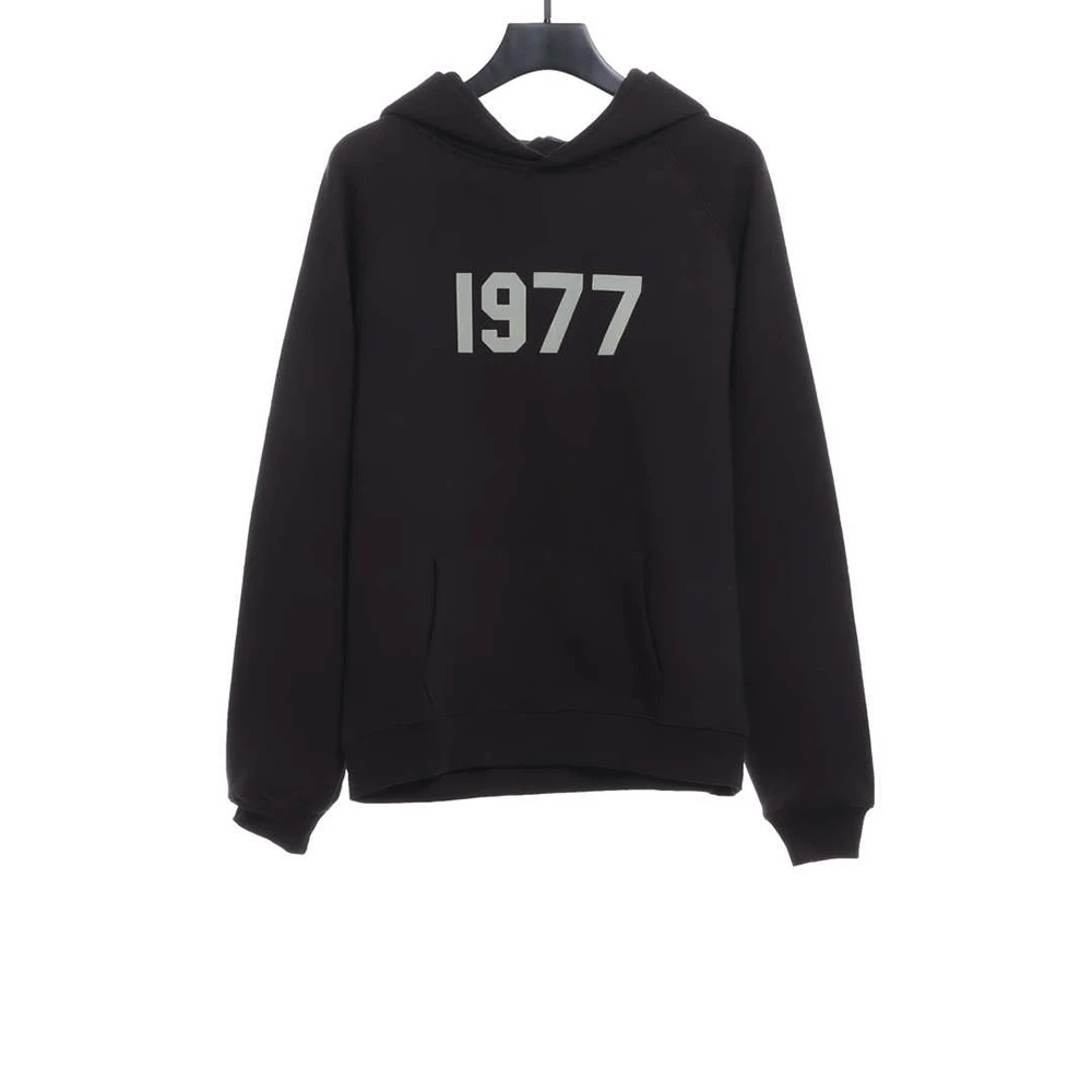1977 Flocking fleece Hoodie(Black /Green /Grey /Beige)