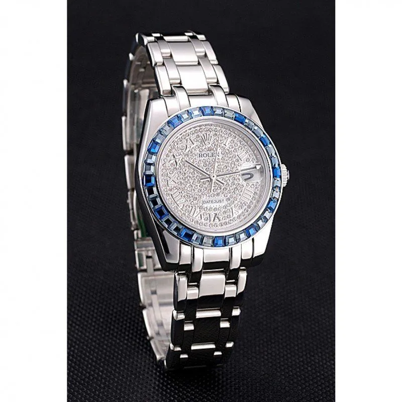 Datejust Diamond Dial Blue Jewels Bezel Stainless Steel Case And Bracelet 622834