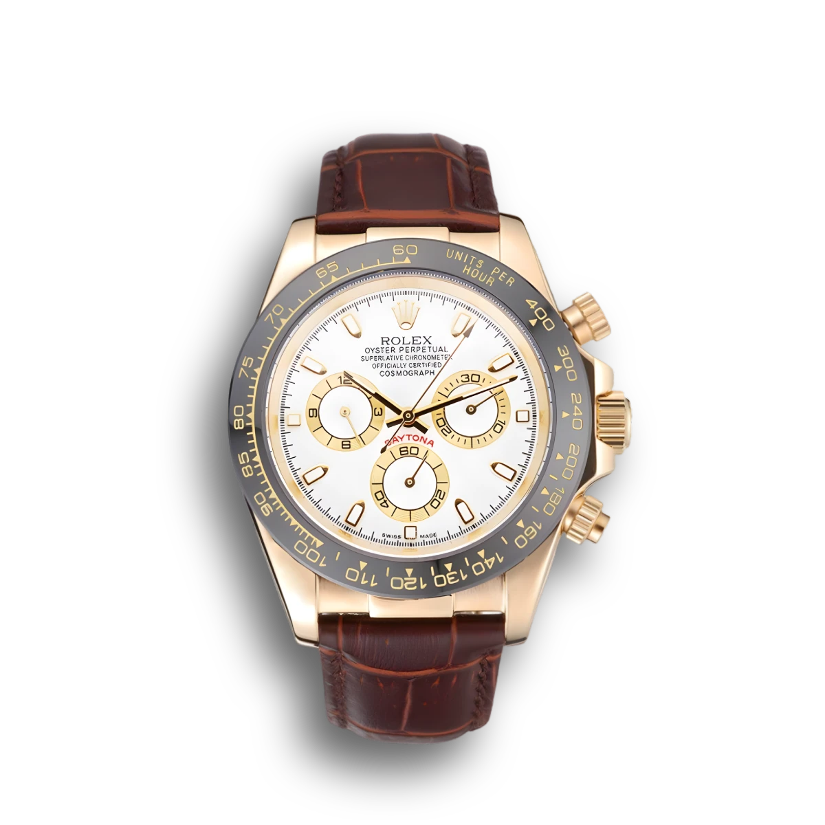 Cosmograph Daytona Gold Case White Dial Brown Leather Bracelet 622633