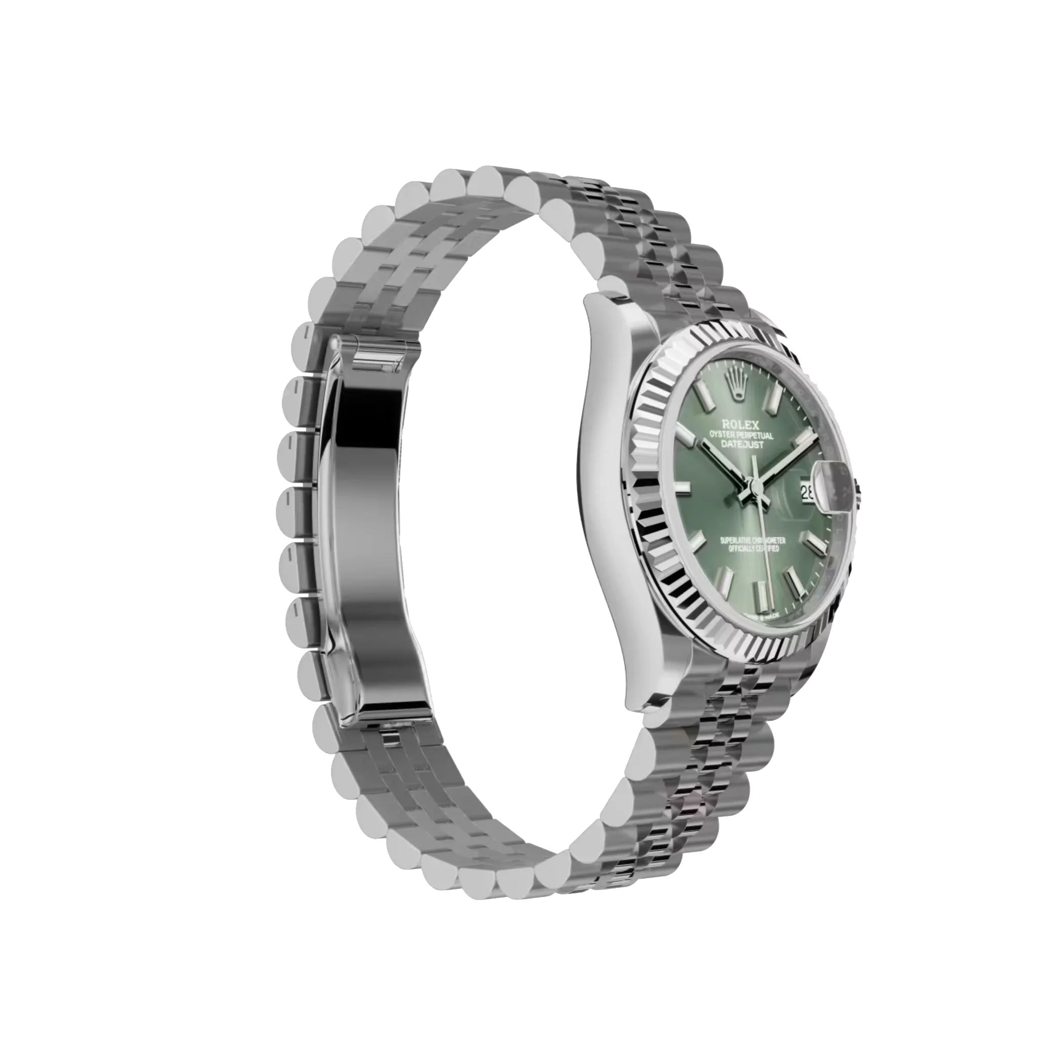 Datejust: Oystersteel and white gold, mint green dial and, Jubilee bracelet, m278274-0018