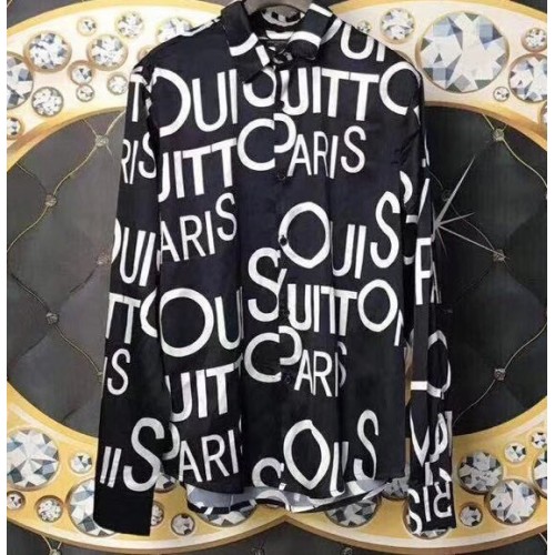 Louis Vuitton All Over Logo Shirts Black