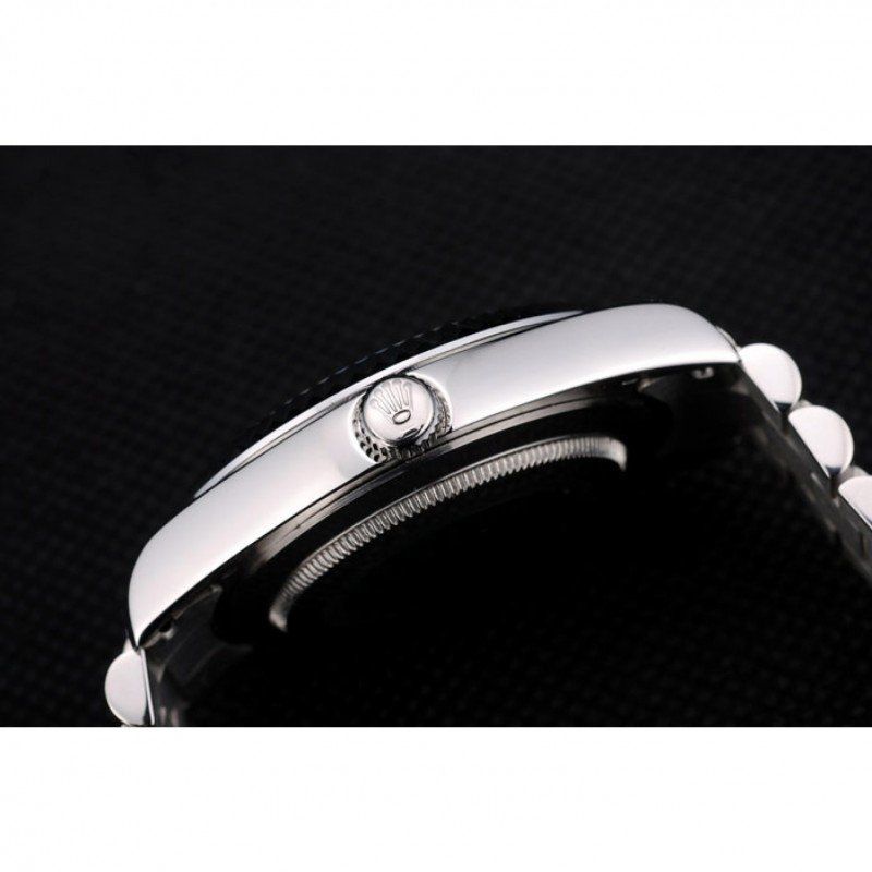 Swiss DayDate Stainless Steel Ribbed Bezel Silver Dial 41995