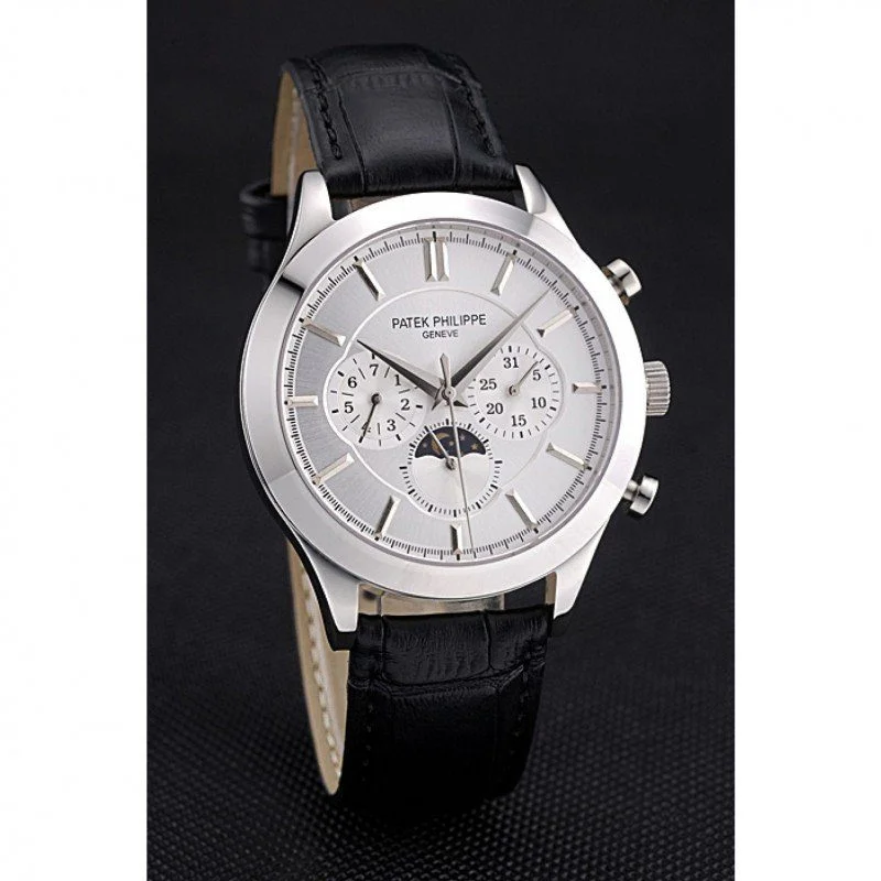 Moonphase Chronograph Dial White 41 mm, Stainless Steel
