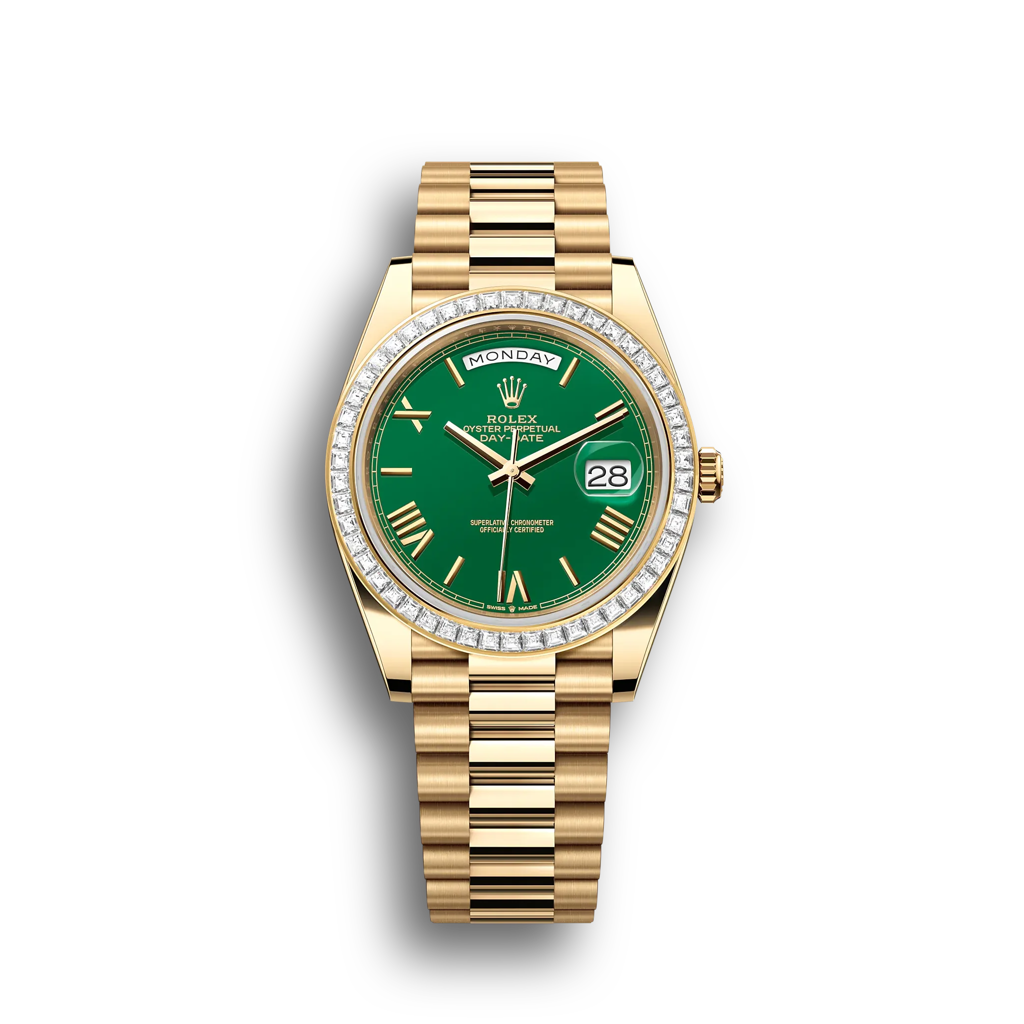 Day-Date: Yellow gold, green dial, m228398tbr-0039