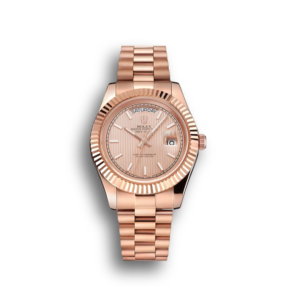 Swiss Day-Date 40 Rose Gold Etched Dial Rose Gold Case And Bracelet