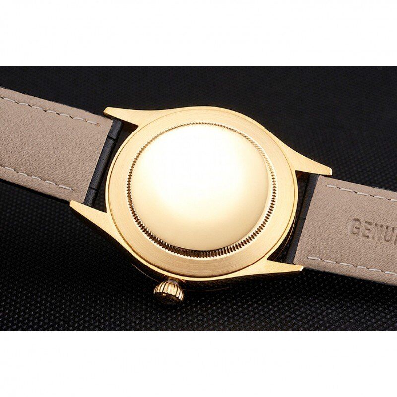 Swiss Cellini Black Dial Gold Case Black Leather Strap