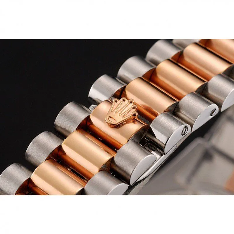 Swiss Day-Date Diamonds Bezel White Dial Rose Gold And Staineless Steel Bracelet 1454108